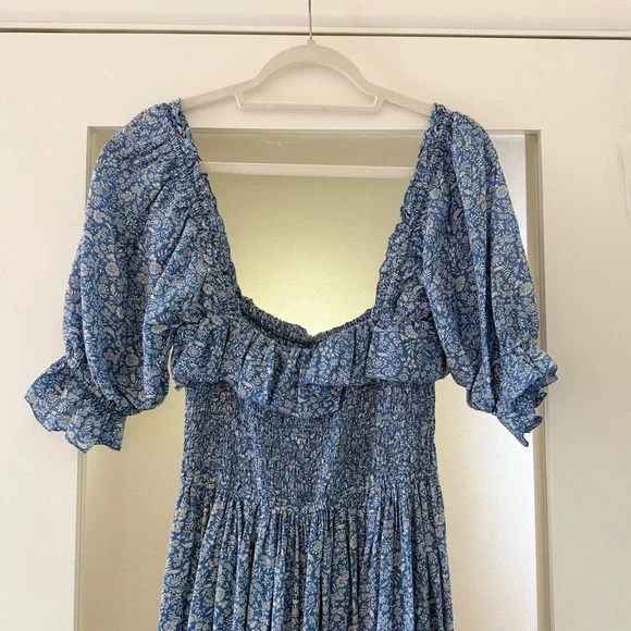 Doen Blue Floral Maxi Dress -S - Picture 5 of 9